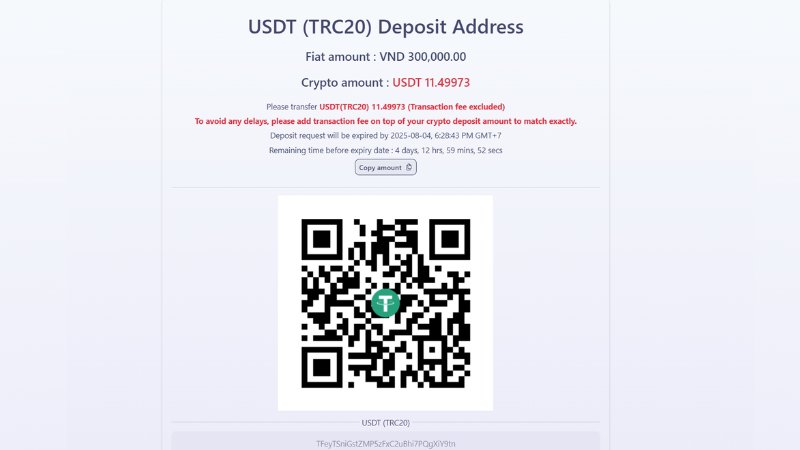 Đảm bảo số tiền nạp > mức tối thiểu