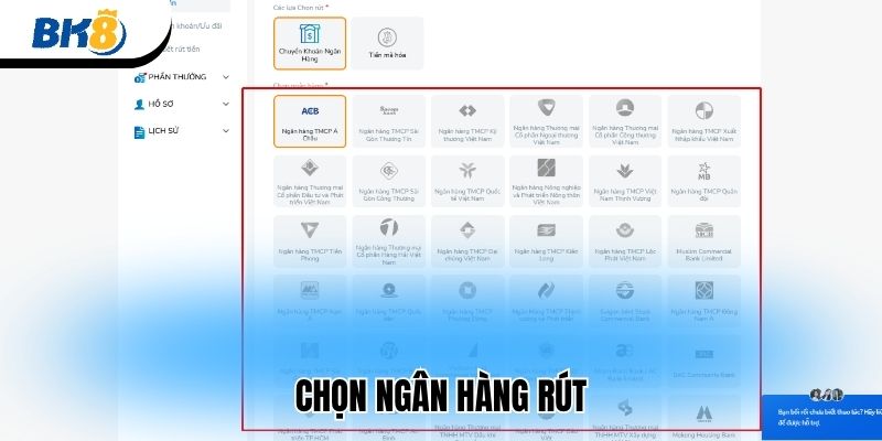 Chọn ngân hàng rút 