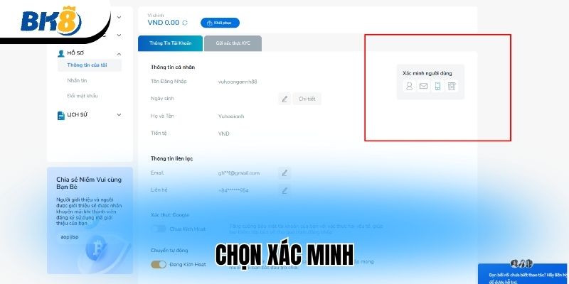 Chọn xác minh 