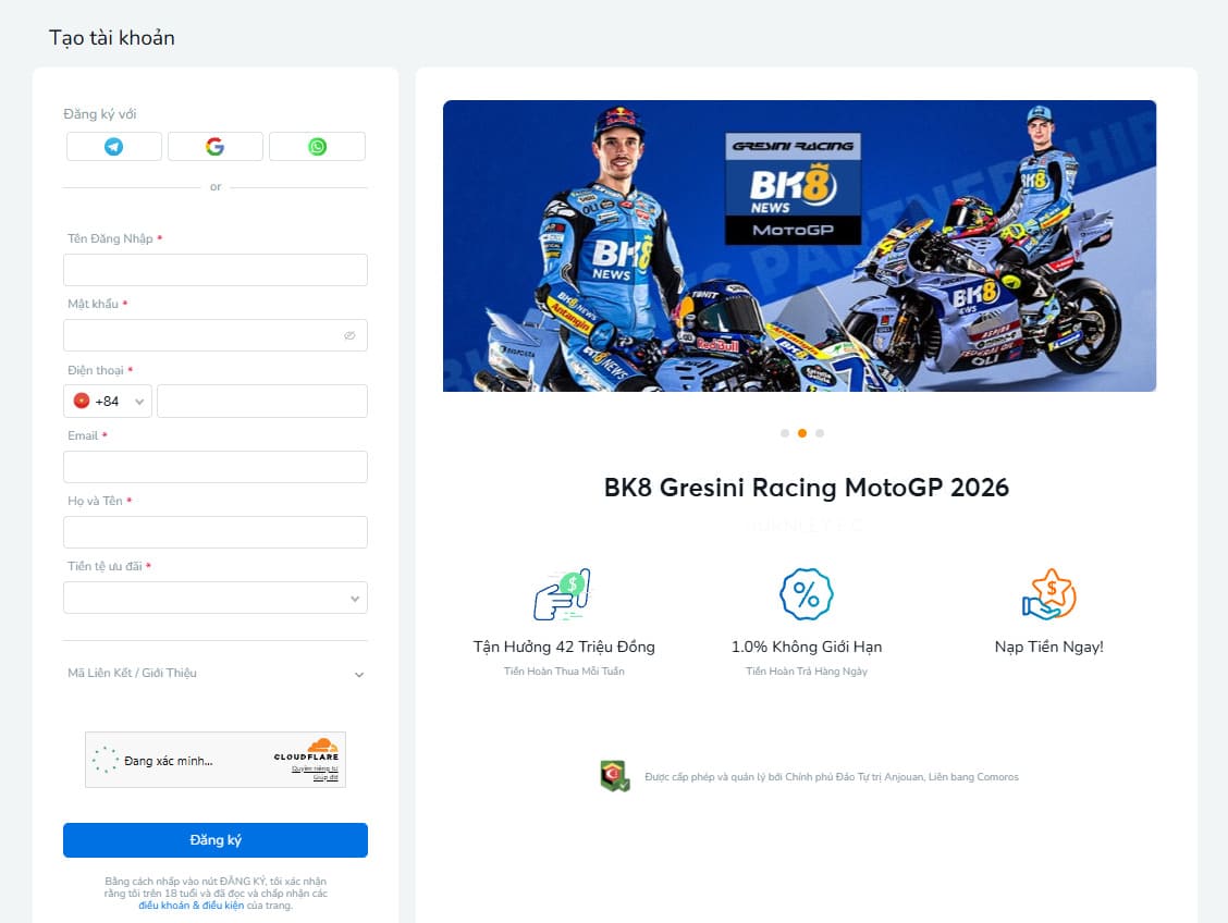Hướng dẫn cách đăng ký tài khoản BK8